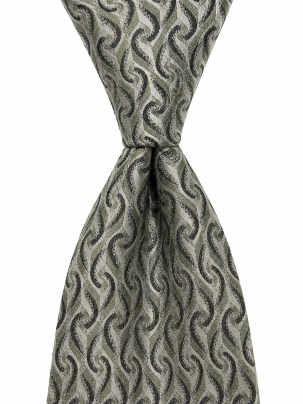 LUCIANO GATTI Elite Silk Neck Tie‎ Italian Designer Woven Pattern Gray Green